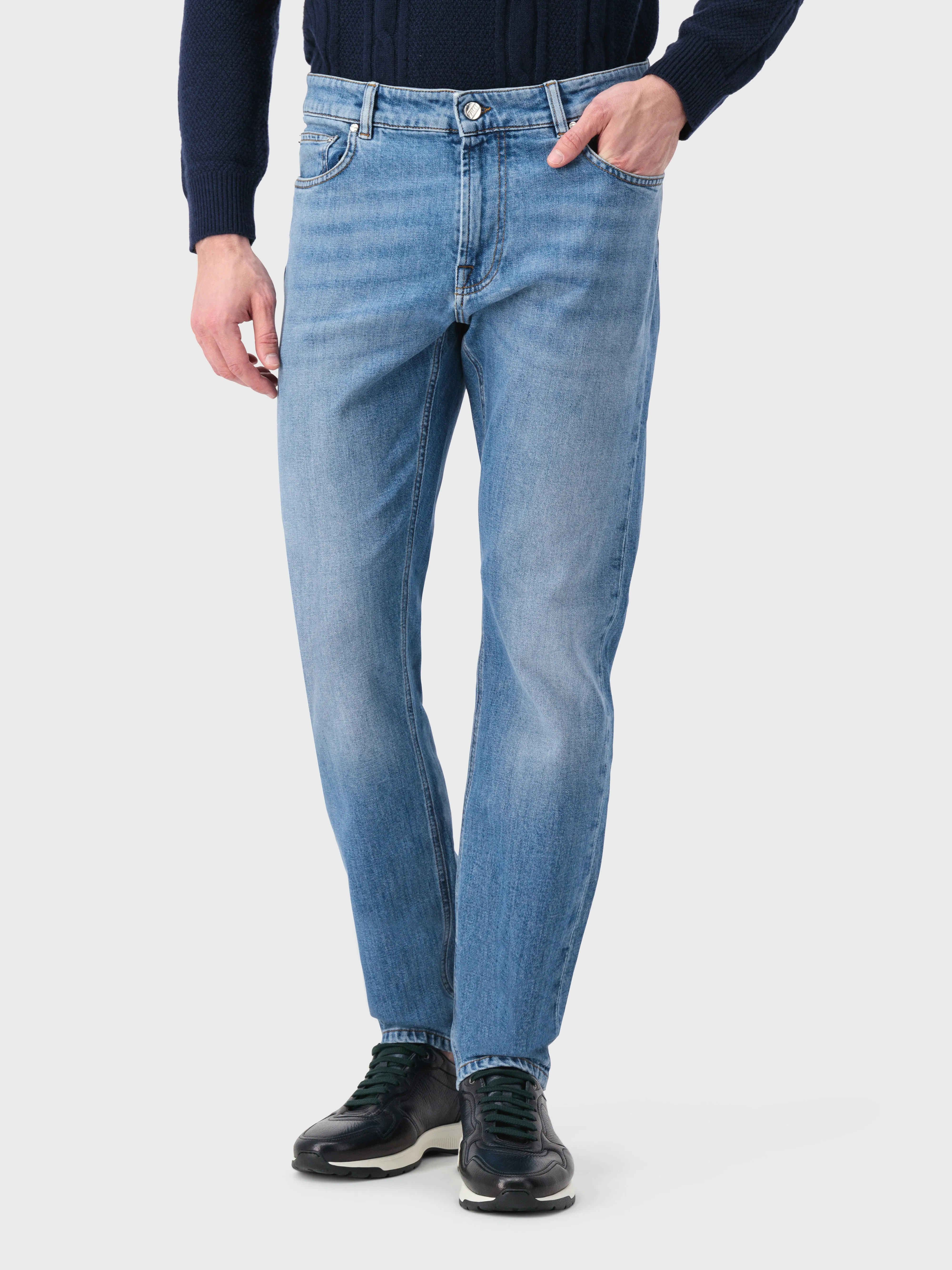 Medium Wash Cotton Denim Jeans