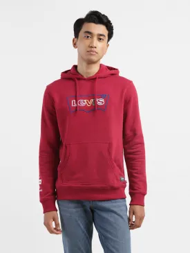 Men's Brand Logo Red Hooded Sweatshirt