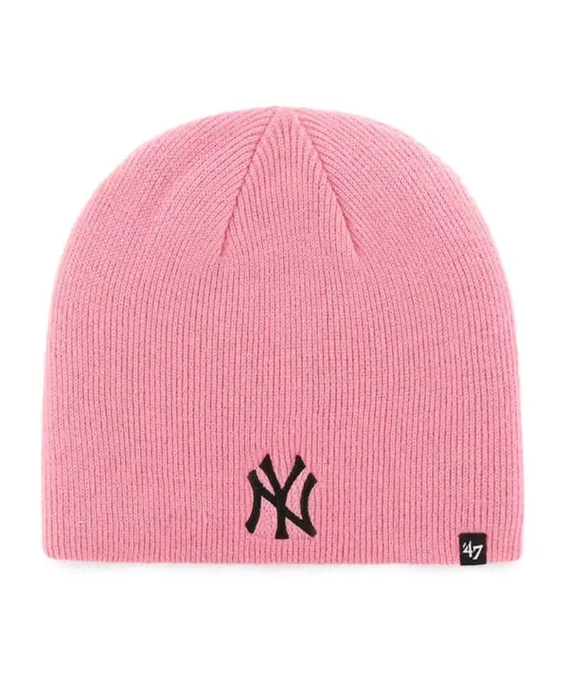 New York Yankees - Women’s Brand Pink Rose Knit Beanie Hat, 47 Brand