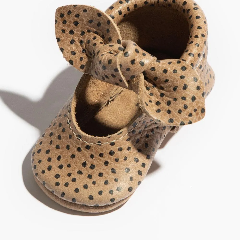 Newborn Almond Speckles Knotted Bow Baby Shoe