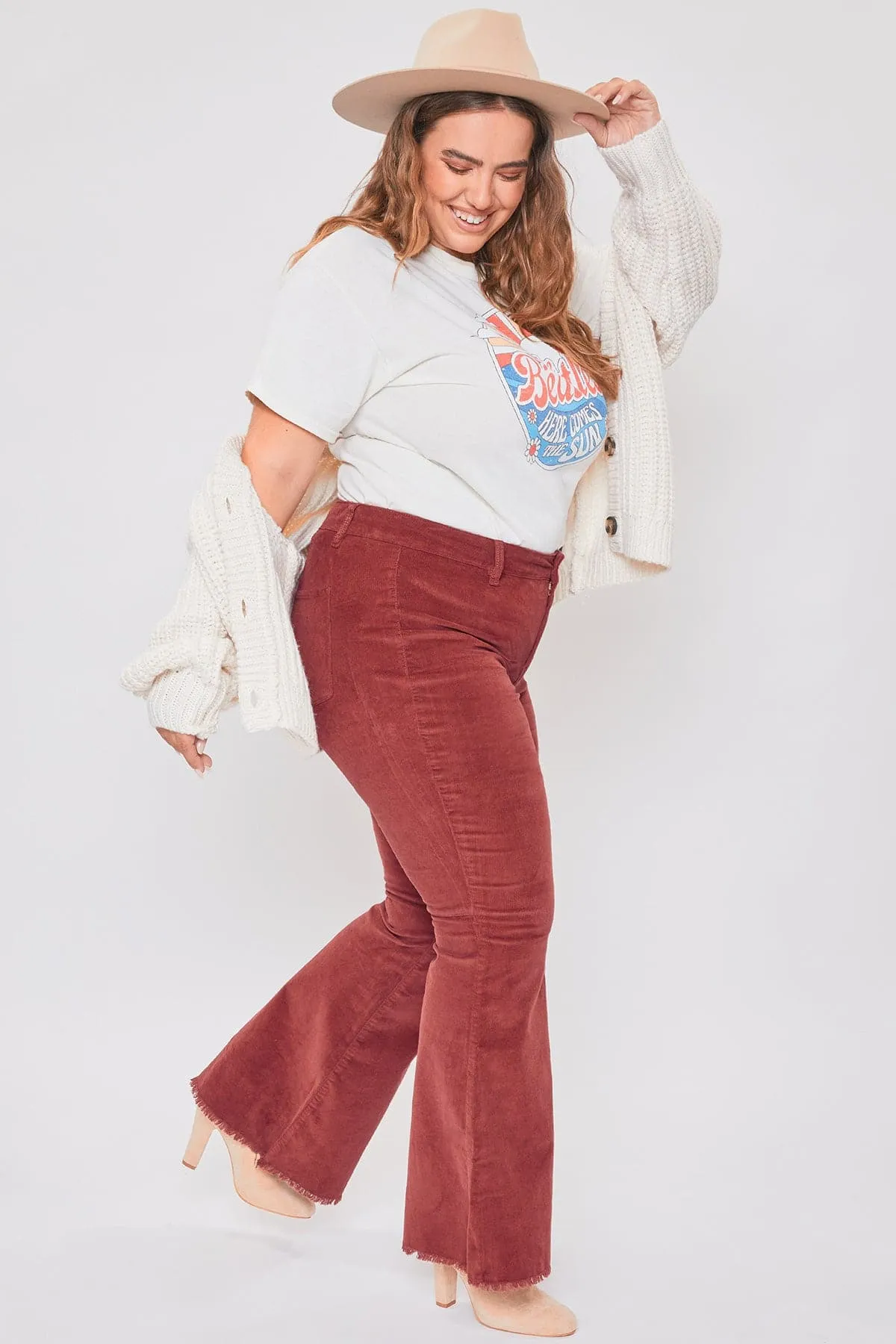 Plus Size Women's Corduroy Flare Pants