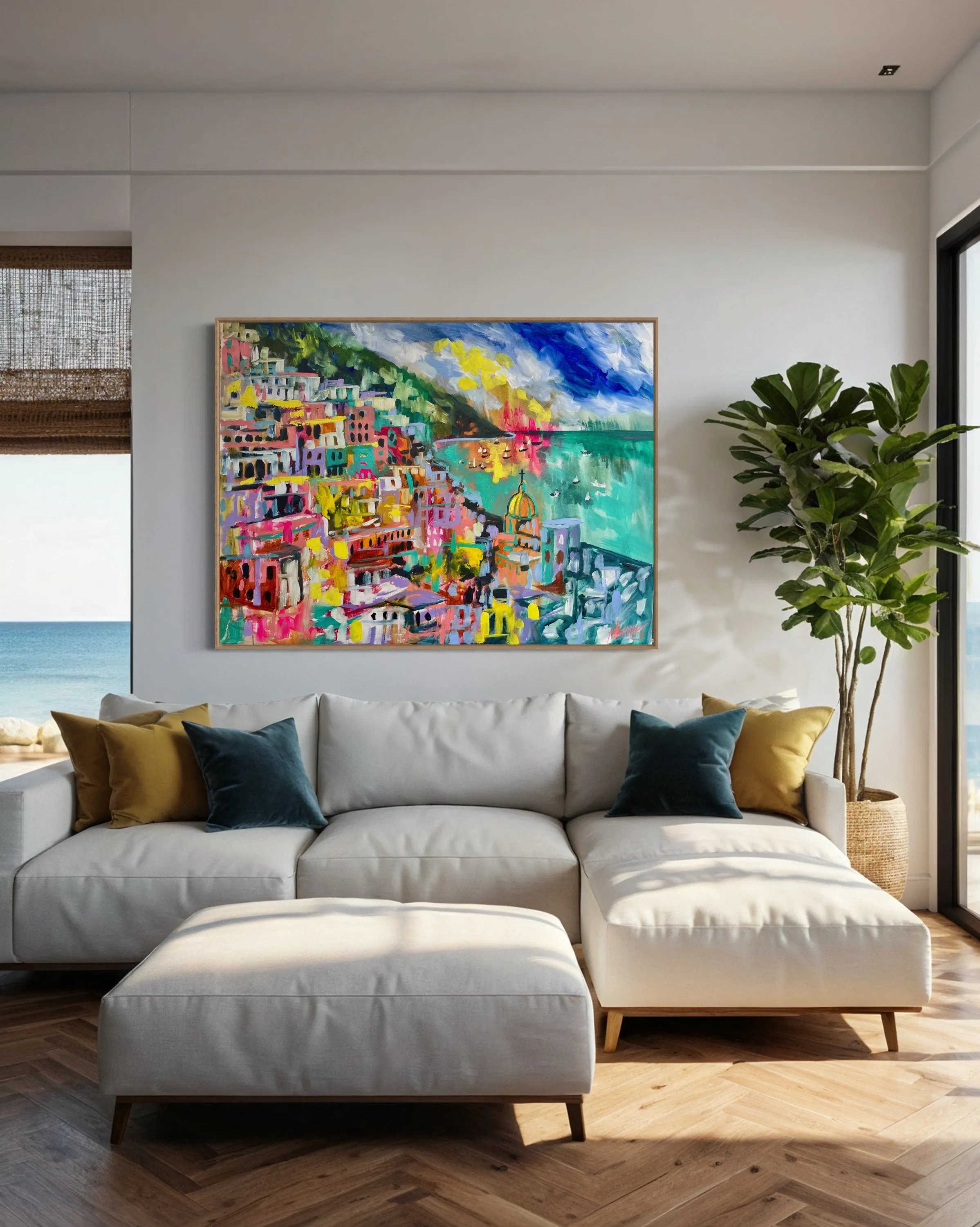 Positano Aglow - Original on Gallery canvas  90x120  Cm