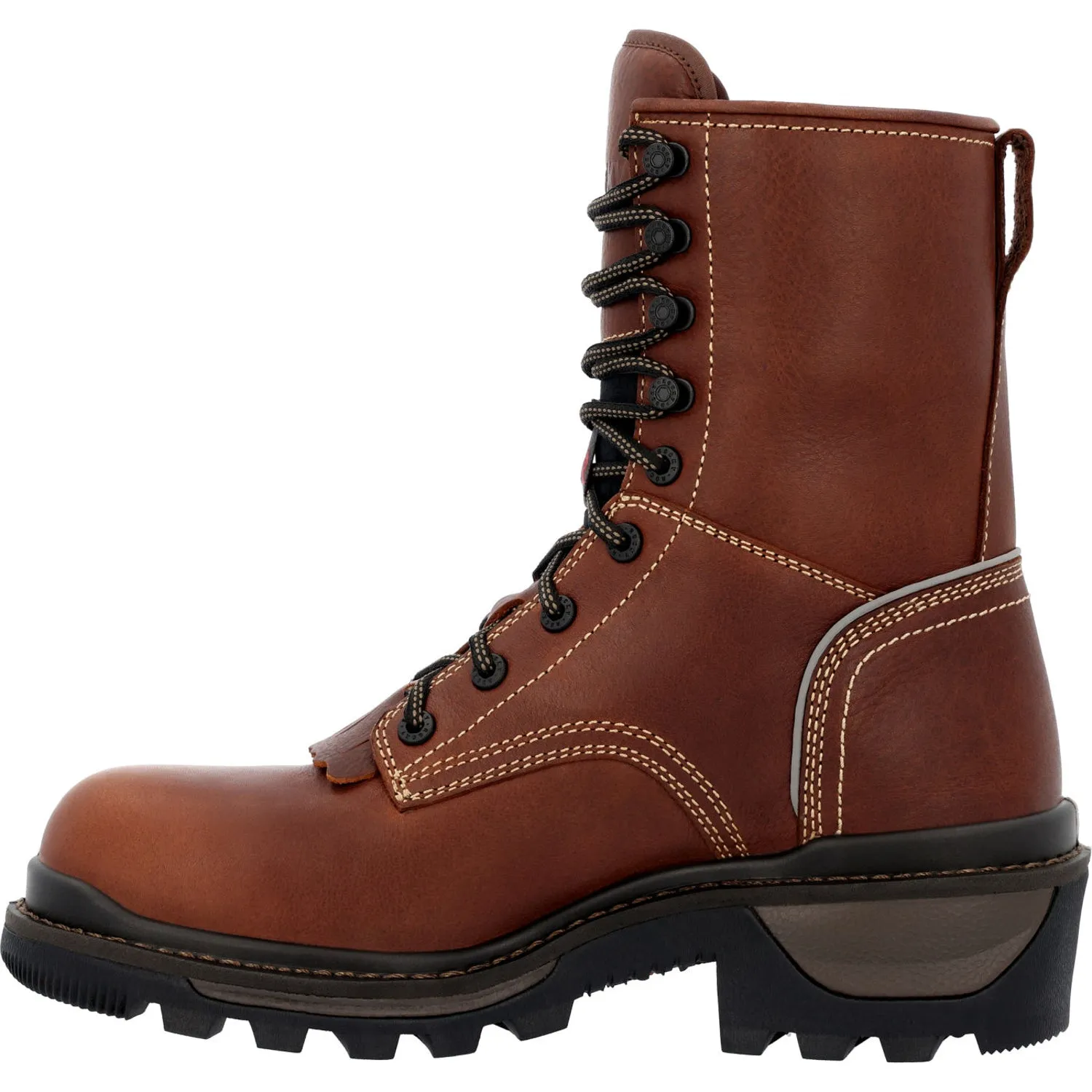 Rocky Mens Brown Leather Rams Horn Logger WP Work Boots