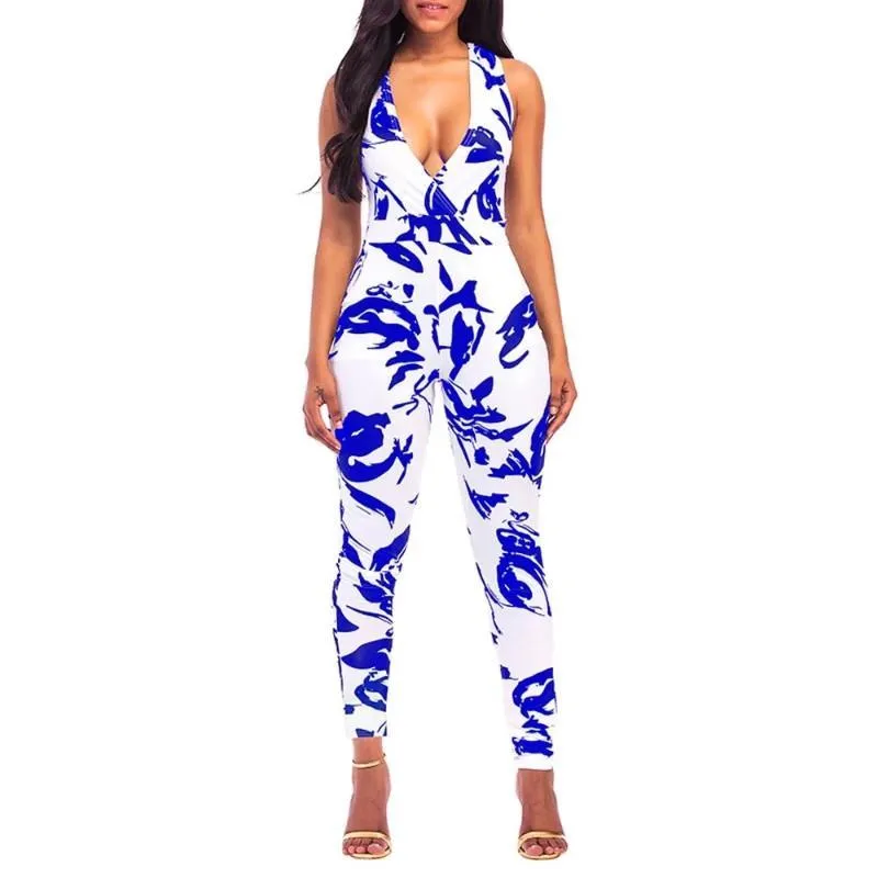 V-Neck Print Jumpsuit