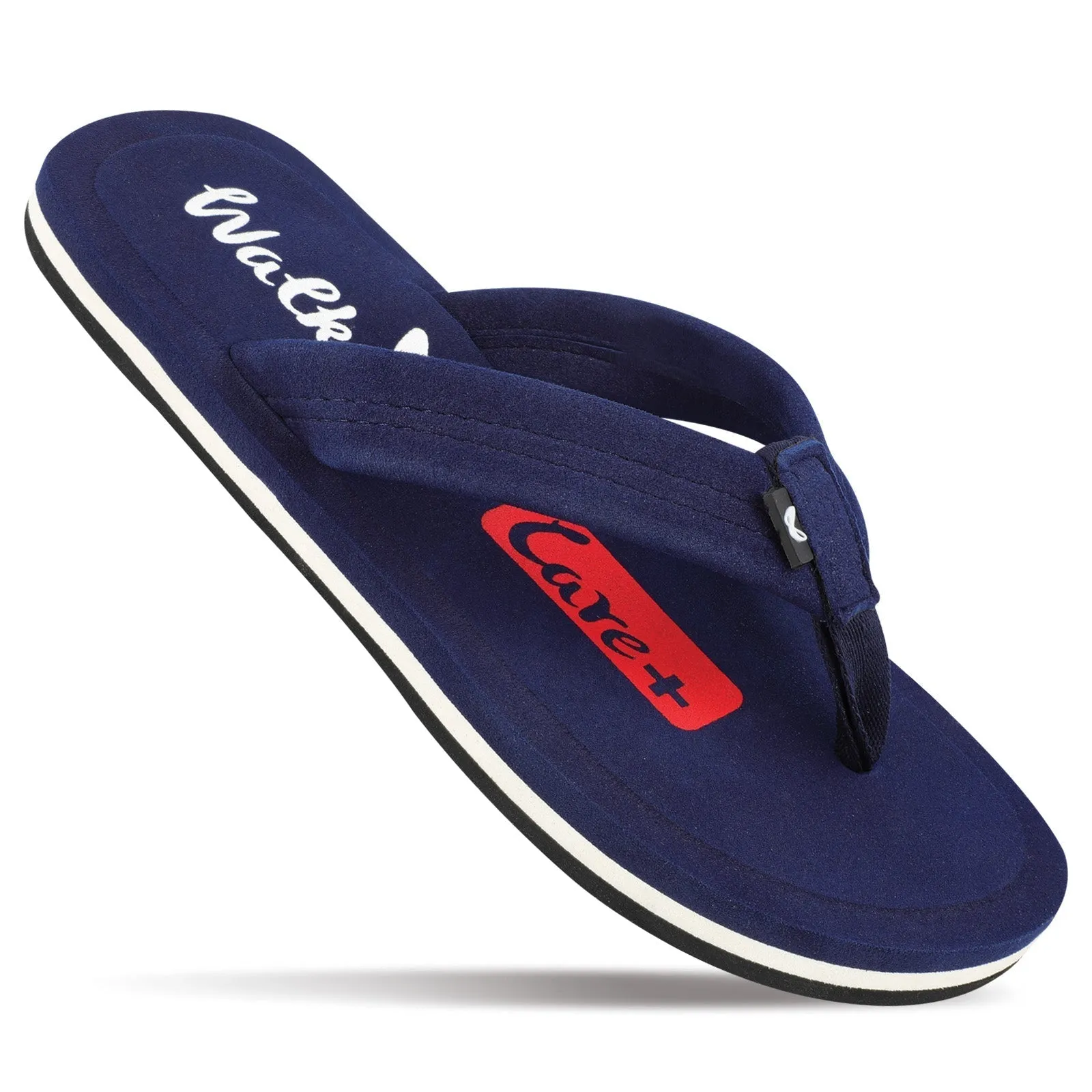 Mens Walkaroo WH3807 Care Plus Navy Blue Solid Flip-Flops