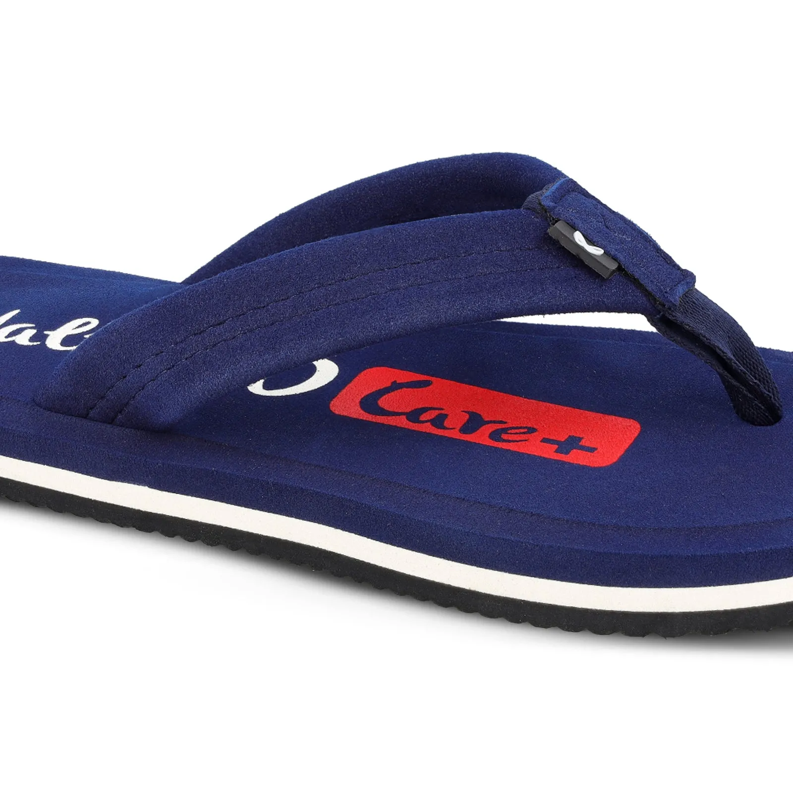 Mens Walkaroo WH3807 Care Plus Navy Blue Solid Flip-Flops