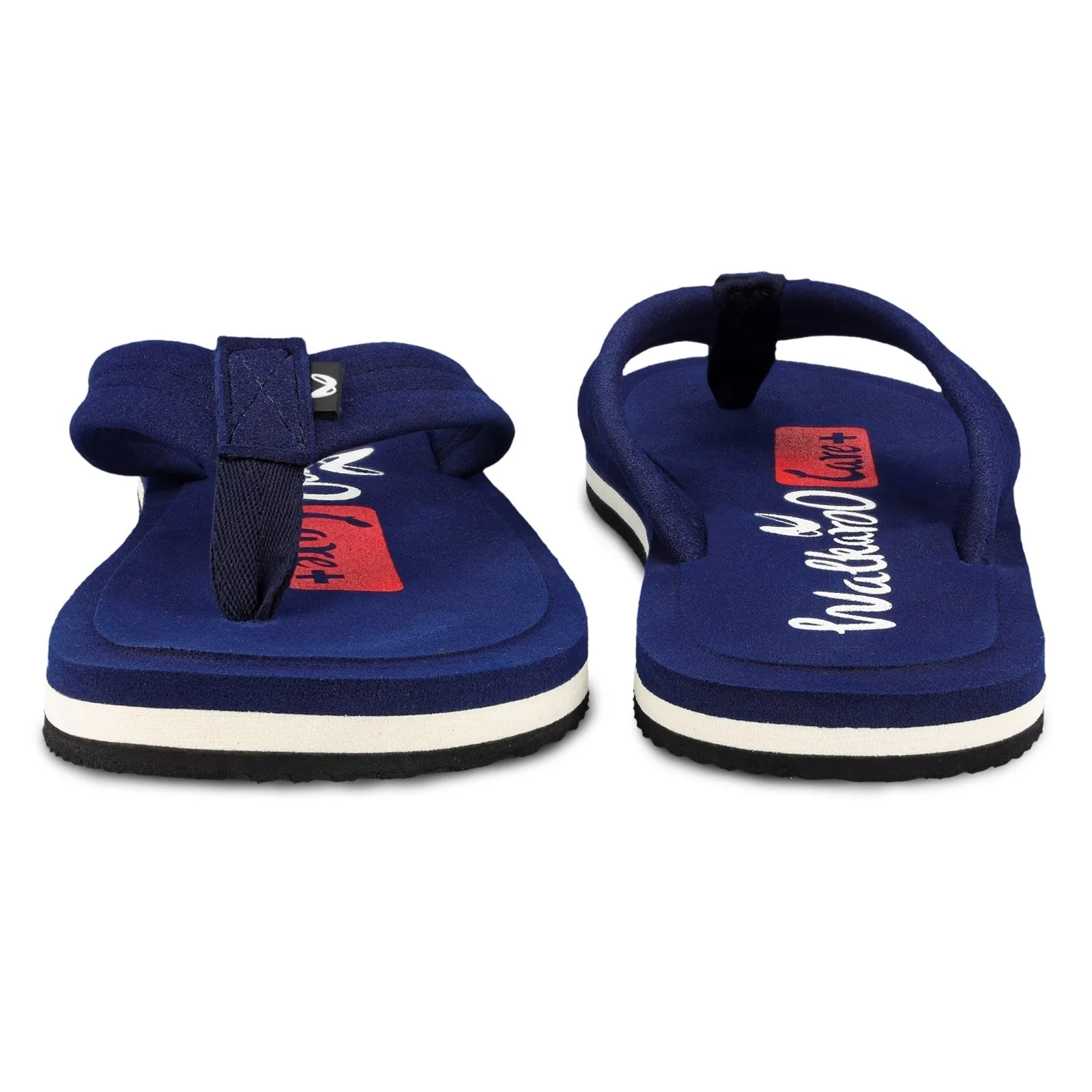 Mens Walkaroo WH3807 Care Plus Navy Blue Solid Flip-Flops