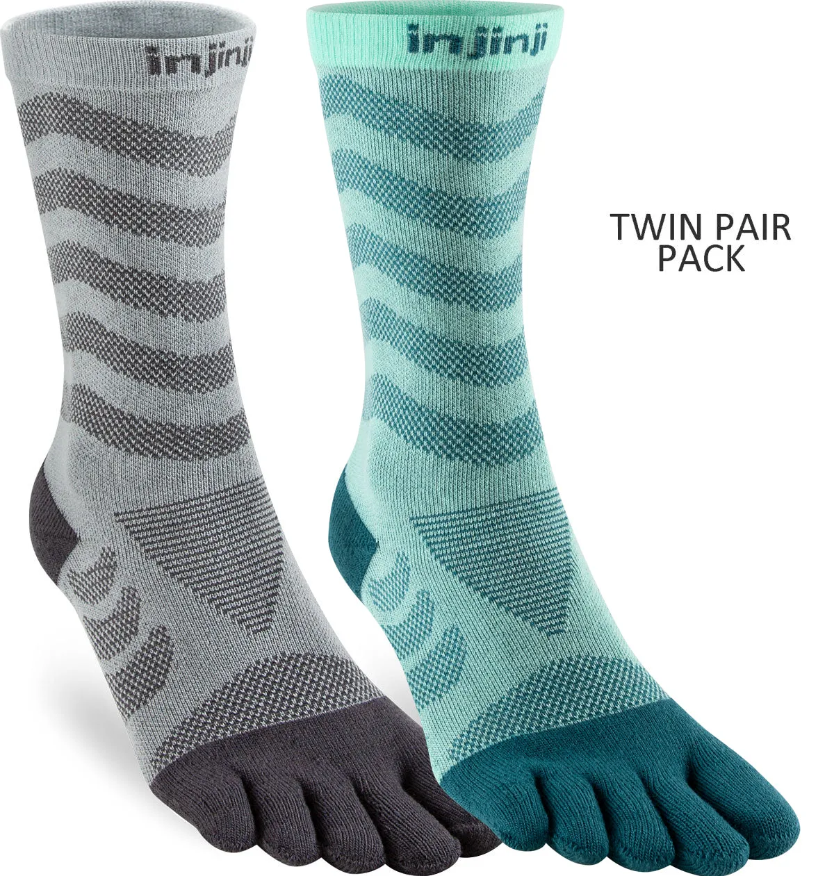 Women's Injinji Mid-Weight Ultra-Run Crew Length Toe Socks TWIN (INJ-WULTRA-CREW-TWIN)